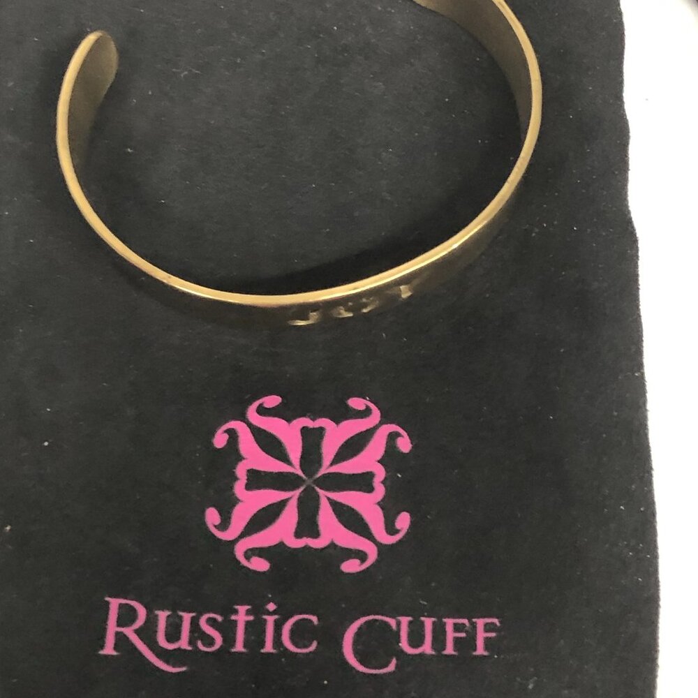 Rustic Cuff Gold "Joy" Bracelet Euc - image 2